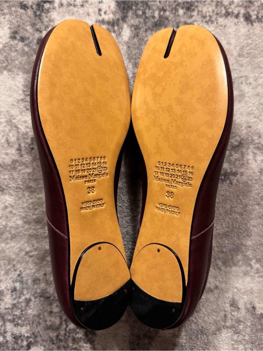 Maison Margiela Burgundy Leather Tabi Ballet Flats Women’s Size EU 38 US 8 - Picture 7 of 8